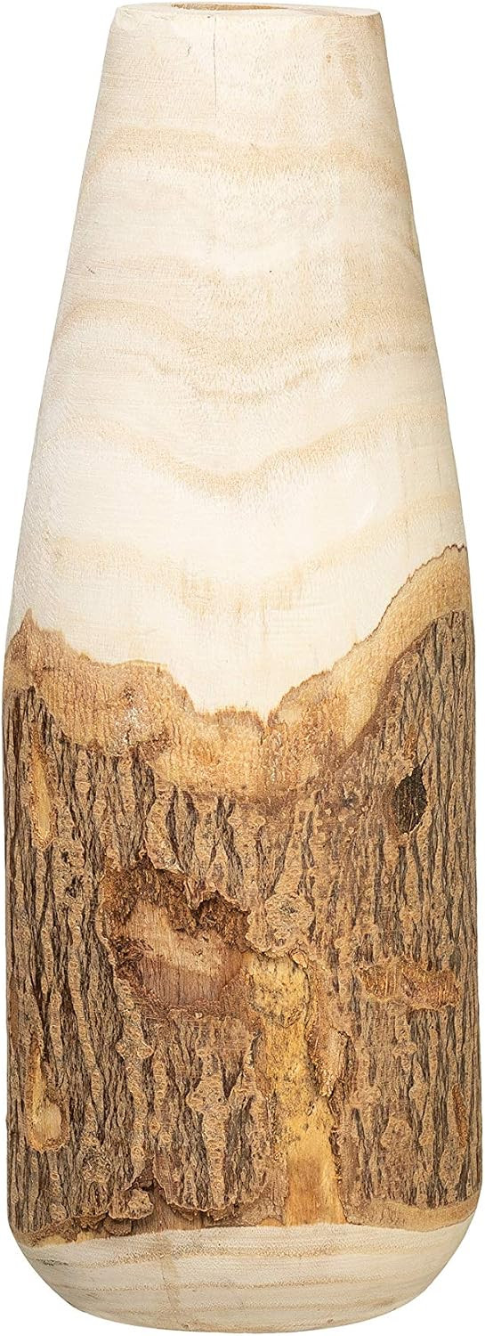 Creative Co-Op Carved Paulownia Wood Live Edge (Each one Will Vary) Vase, 16", Brown (DF2986) | Amazon (US)