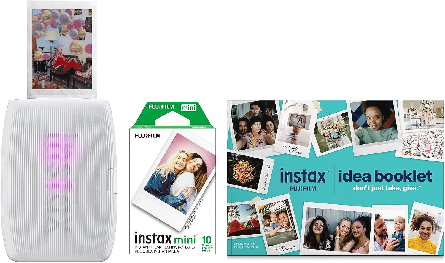 Fujifilm Instax Mini Link 3 Smartphone Photo Printer Bundle, Clay White | Amazon (US)
