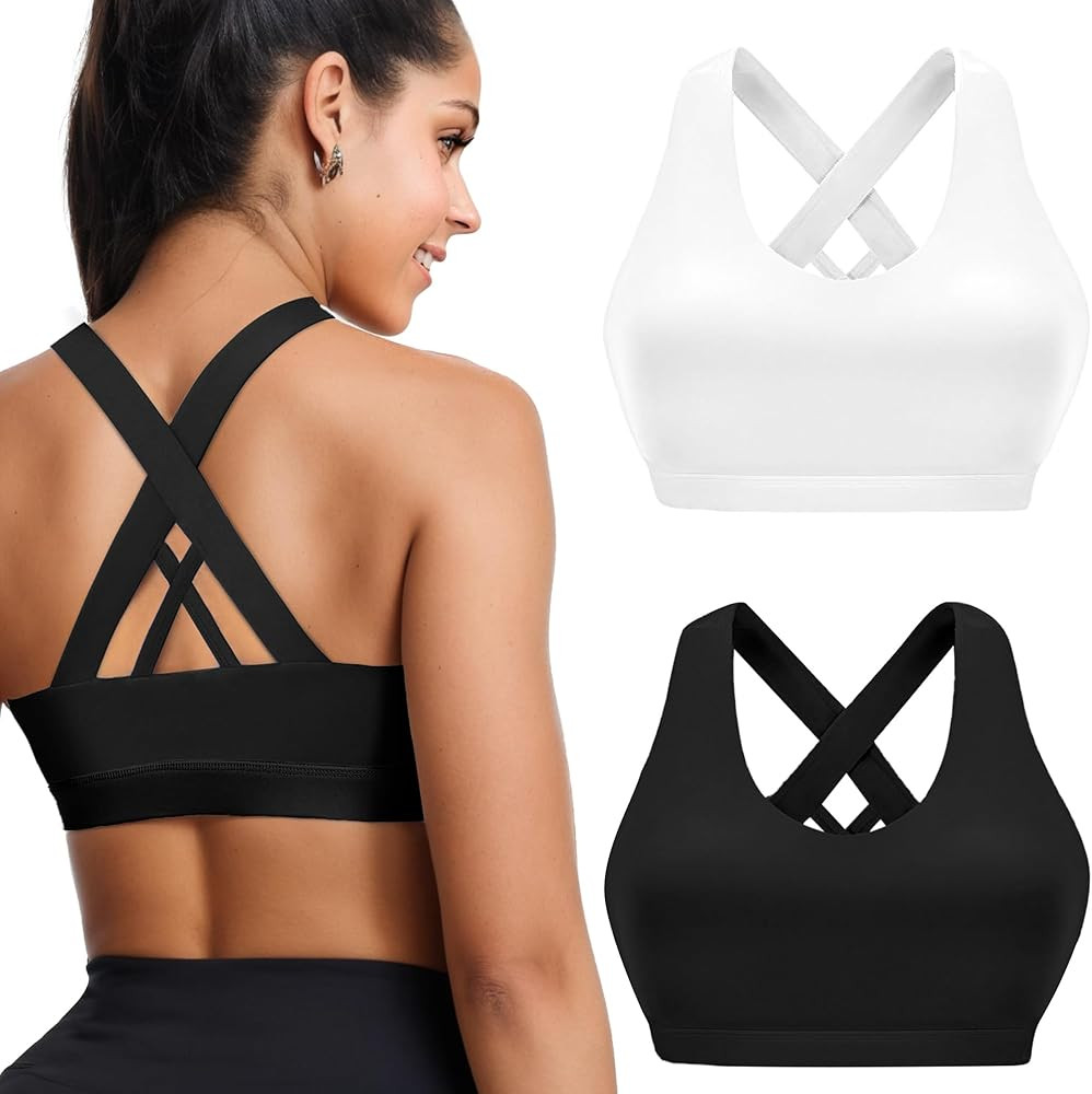 Buauty 2 Packs Sports Bras for Women, High Impact Yoga Workout Bra, High Support Criss-Cross Back... | Amazon (US)