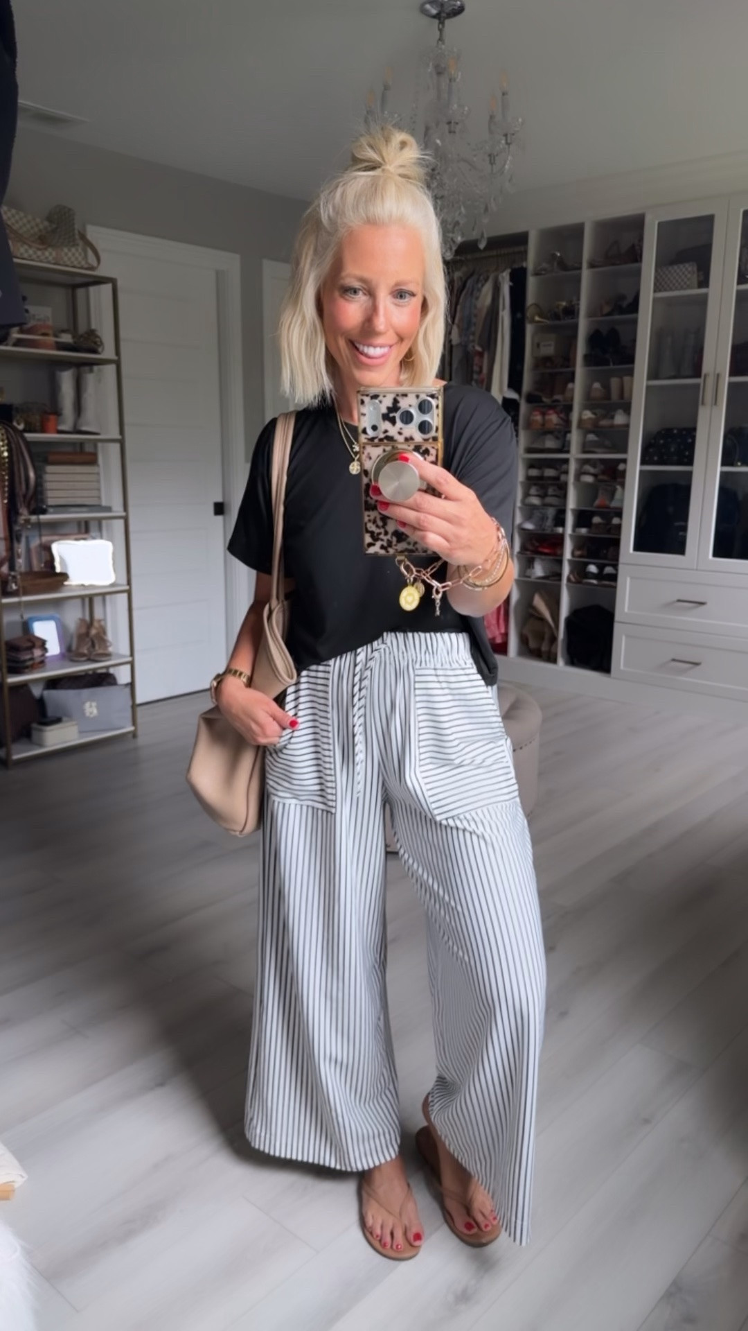 I am obsessed with these striped lounge pants (they are actually part of a set) wearing a size medium! Paired with one of my favorite boxy tees.

#LTKgrwm #LTKootd #LTKSeasonal