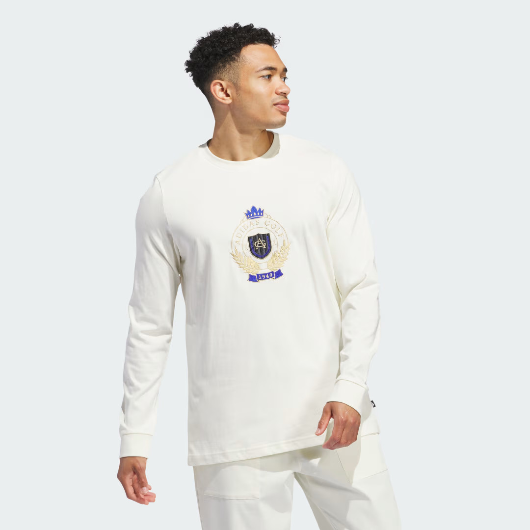 adidas Go-To Crest Graphic Long Sleeve Tee Ivory XL Mens | adidas (US)