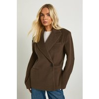 Womens Tailored Wool Look Blazer - Brown - 12 | boohoo (US & Canada)