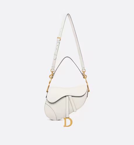 Saddle Bag with Strap Latte Grained Calfskin | DIOR | Dior Couture