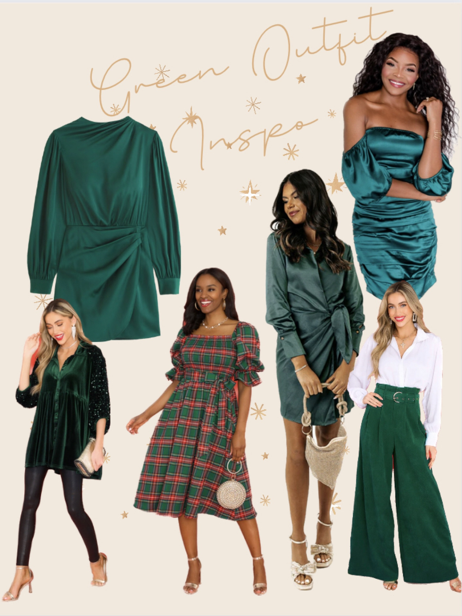 Holiday outfit 
Green Christmas outfit ideas
Christmas outfit inspo
Green dress
Plaid dress
Tartan plaid
Satin dress
Green velvet
Velvet top
Green pants 
Wide leg pants 
Corduroy pants 

#LTKparties #LTKsalealert #LTKHoliday