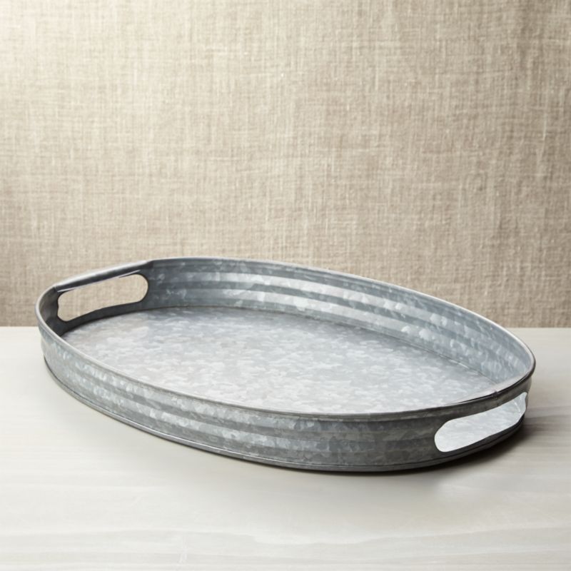 Decker Galvanized Tray + Reviews | Crate and Barrel | Crate & Barrel