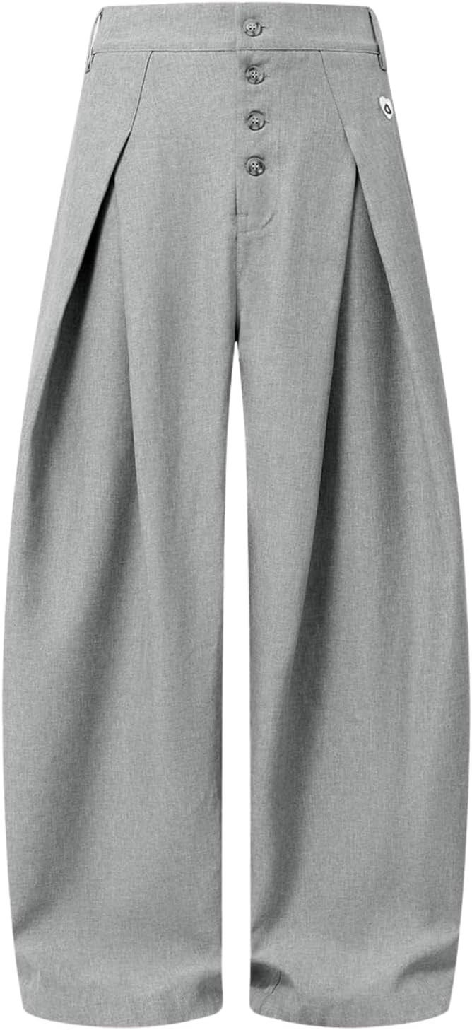 Aelfric Eden Wide Leg Dress Pants Mens Womens Baggy Pleated Trousers Vintage Button Front High Waisted Y2K Streetwear Pants | Amazon (US)