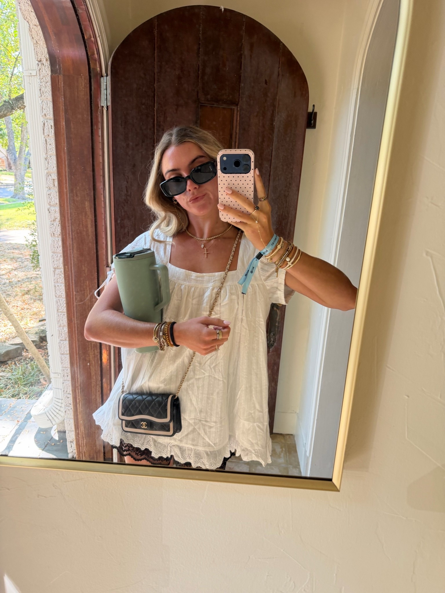 Casual day helping my sister move in and buying all the home goods things. My babydoll dress tunic is amazon size small Womens Square Neck Blouse Short Sleeve Babydoll Ruffle Tops Oversized Cute Peplum Casual Top. My shorts are amazon! My bag is @Vivrelle  code SLOANEVOSEN.

#LTKootd #LTKdayinmylife #LTKgrwm