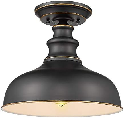 Zeyu Farmhouse Semi Flush Mount Ceiling Light, 11 inches Close to Ceiling Light Fixture, Black Fi... | Amazon (US)