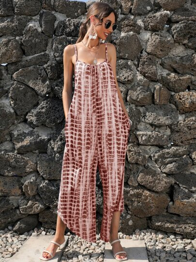 Tie Dye Open Back Cami Jumpsuit | SHEIN