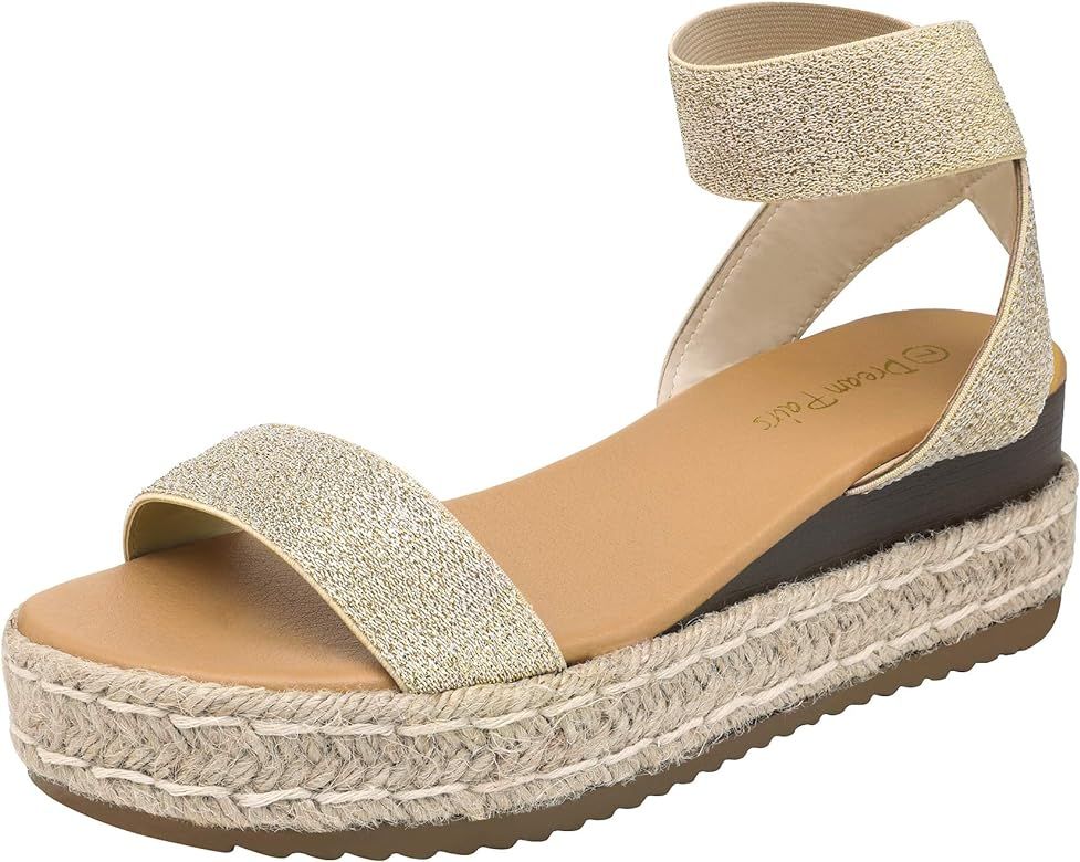 DREAM PAIRS Women's Ankle Strap Espadrilles Platform Wedges Sandal | Amazon (US)