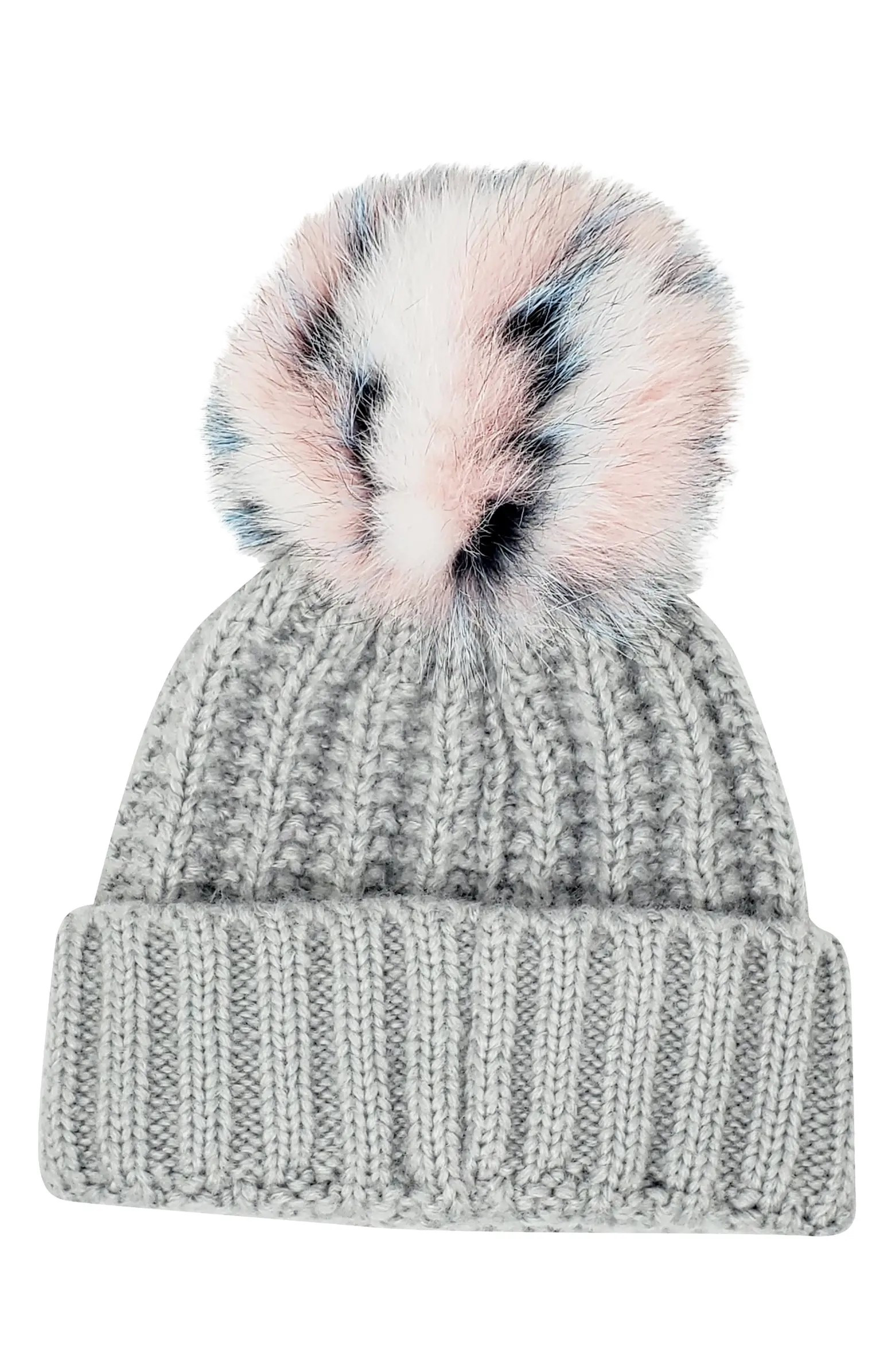 Beanie with Genuine Fox Fur Pom | Nordstrom
