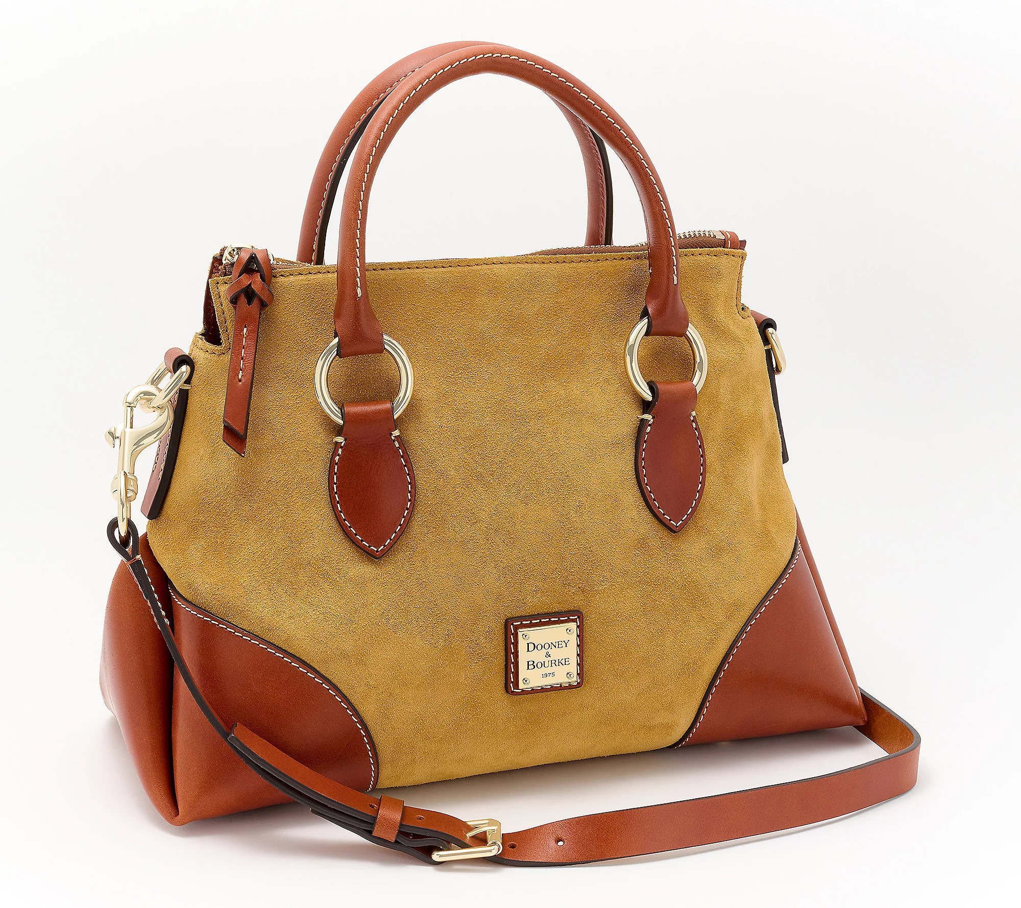 As Is Dooney & Bourke Small Suede Satchel w/ Florentine Trim | QVC
