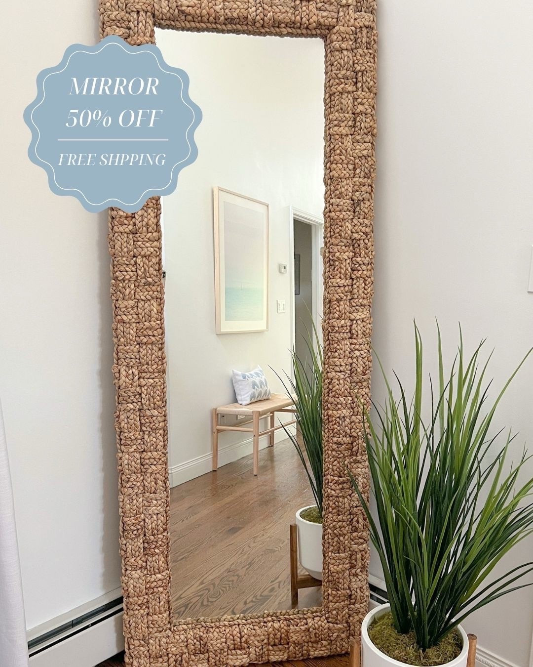 My bedroom floor mirror from Wayfair was just restocked and it typically sells out fairly quickly. It's a very heavy, substantial mirror that definitely makes a statement and the quality is top-notch. It's more than 50% off right now and includes fast, free shipping! I also linked some additional coastal mirrors that I love, all at various price points.
 ------ 
Coastal home decor, coastal style, primary bedroom decor, coastal bedroom ideas, coastal mirror, woven floor length mirror, full length mirror, neutral home decor, neutral mirror, beach house mirror, beach house bedroom decor, beach home style, coastal decorating, coastal interiors, indoor entryway bench, wood floor mirror, primary bedroom decor, coastal mirrors, woven mirrors, statement mirrors, coastal floor mirror, large floor mirror, floor mirror on sale, wayfair mirror, Water Hyacinth mirror, beach house bedroom, framed mirrors, wall mirror, round mirrors, arched mirrors, entryway mirrors, bathroom mirrors


#LTKSaleAlert #LTKHome