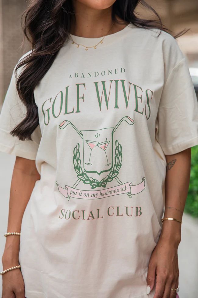 Golf Wives Social Club Ivory Oversized Graphic Tee | Pink Lily