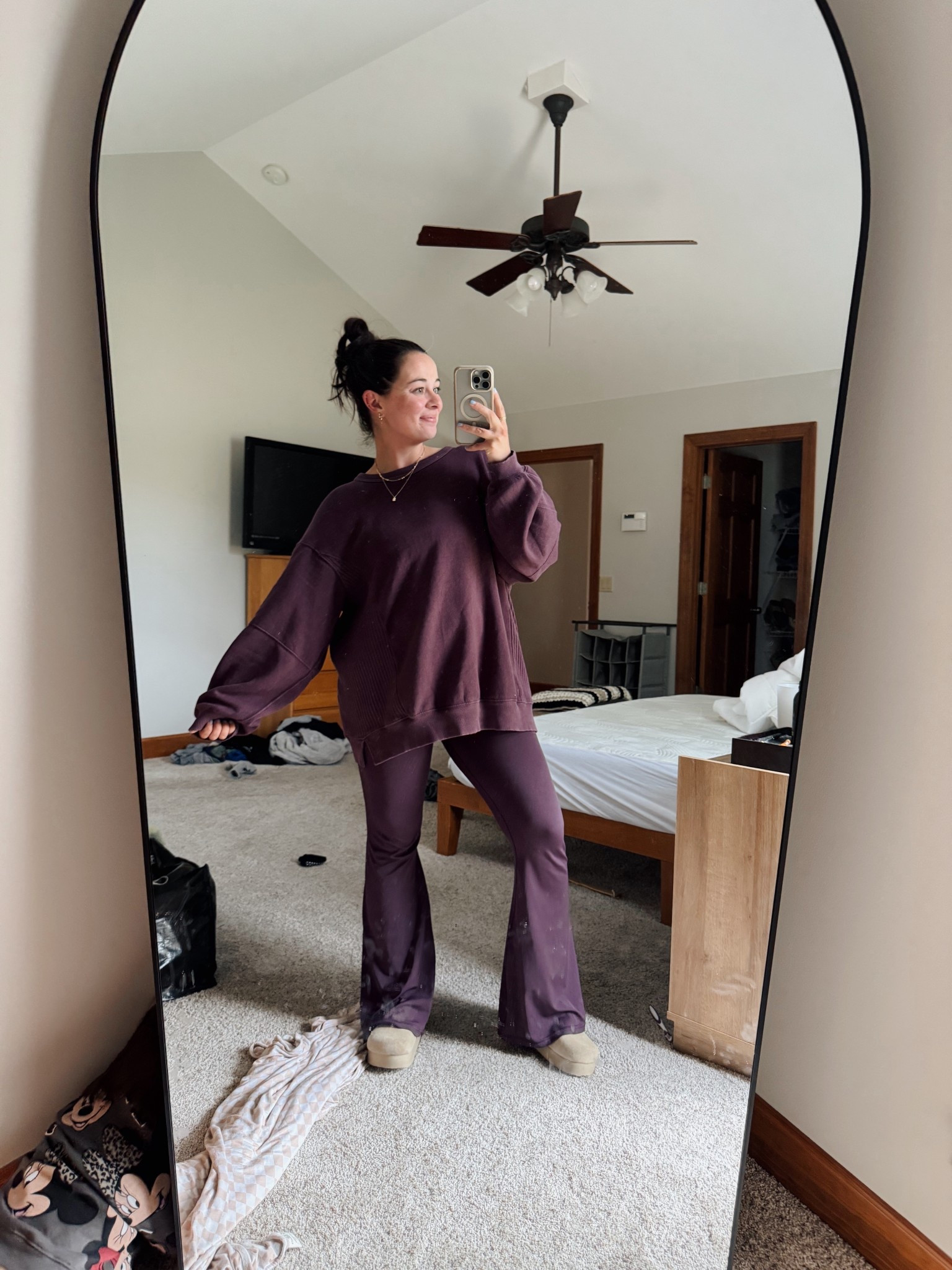 Medium in the sweatshirt, large short in leggings