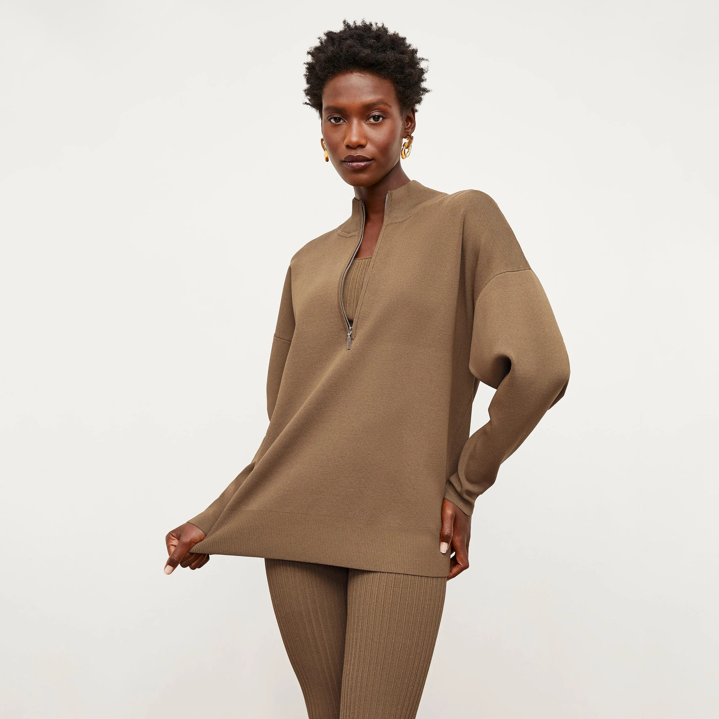 Athens Half Zip - Jardigan Knit :: Light Bronze | MM LaFleur