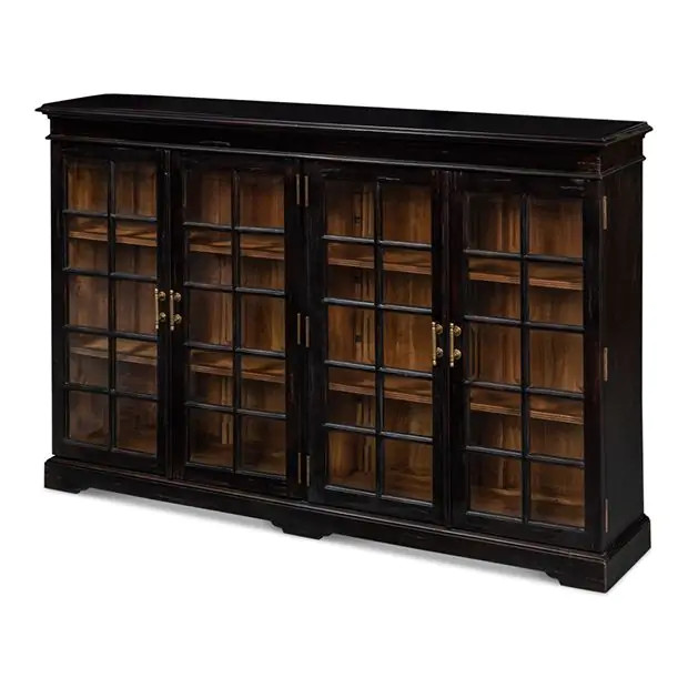 Painted Wood Glass Door Library Case | SHIPS FREE | Antique Farm House