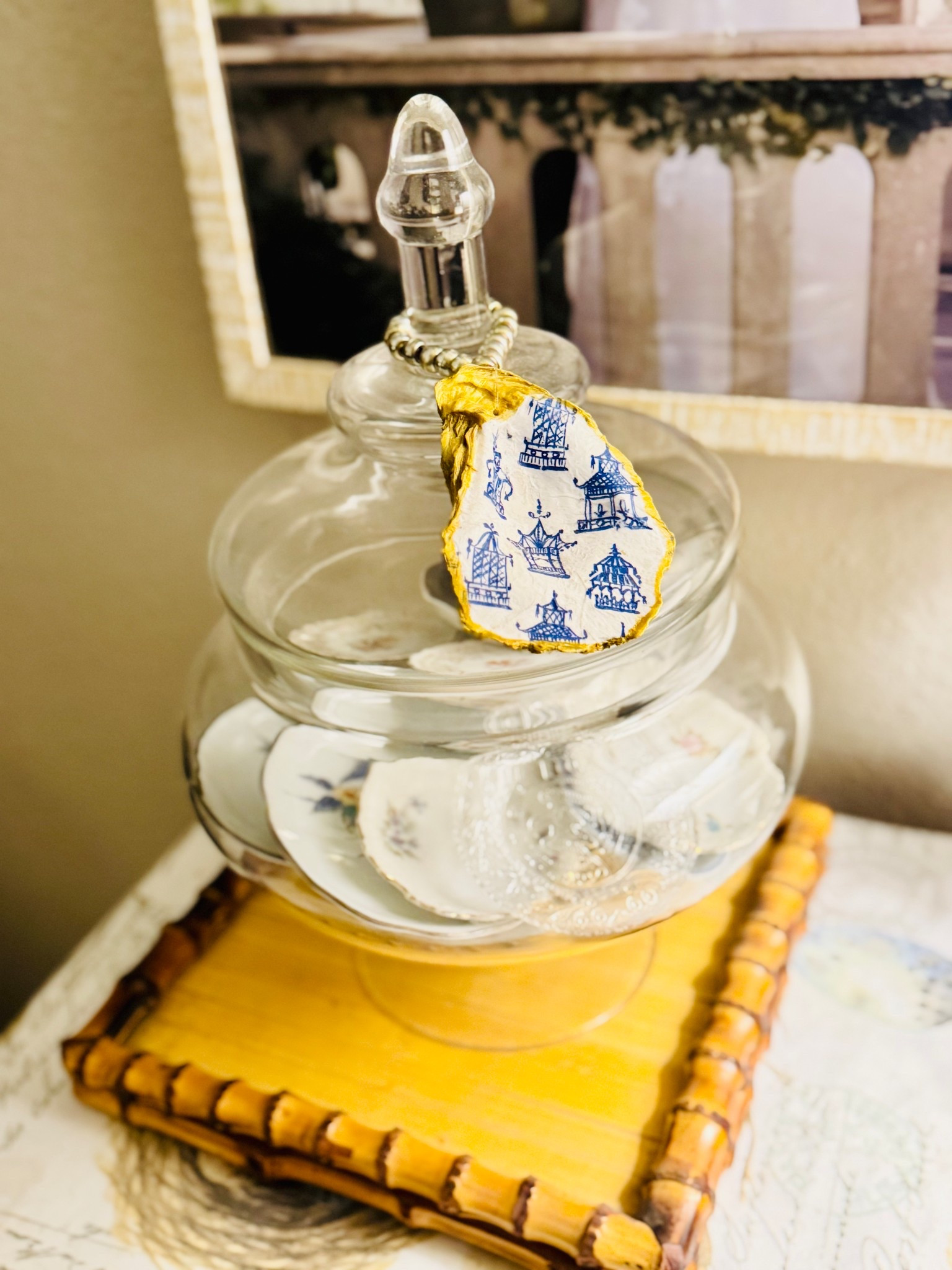 I have been loving collecting butter pats and displaying them this way! Does this mean I’m getting old ? 🫣
