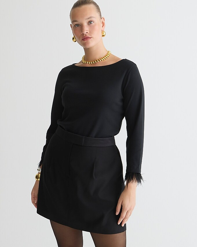 Feather-trim long-sleeve shirt | J. Crew US