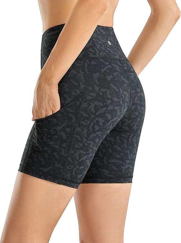 CRZ YOGA Women's Naked Feeling Light Running Shorts 6 Inches - High Waisted Gym Biker Compression... | Amazon (US)