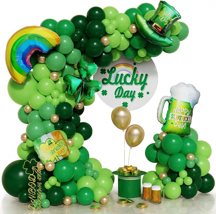 St. Patricks Day Balloon Arch Kit 157Pcs Green Gold Lucky One Balloon Garland Shamrock Rainbow Fo... | Amazon (US)