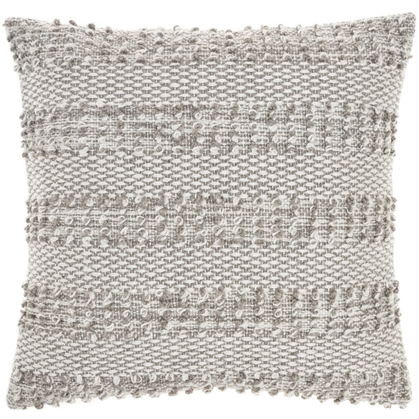 Nourison Woven Raised Striped Grey 18" x 18" Indoor/Outdoor Throw Pillow | Walmart (US)