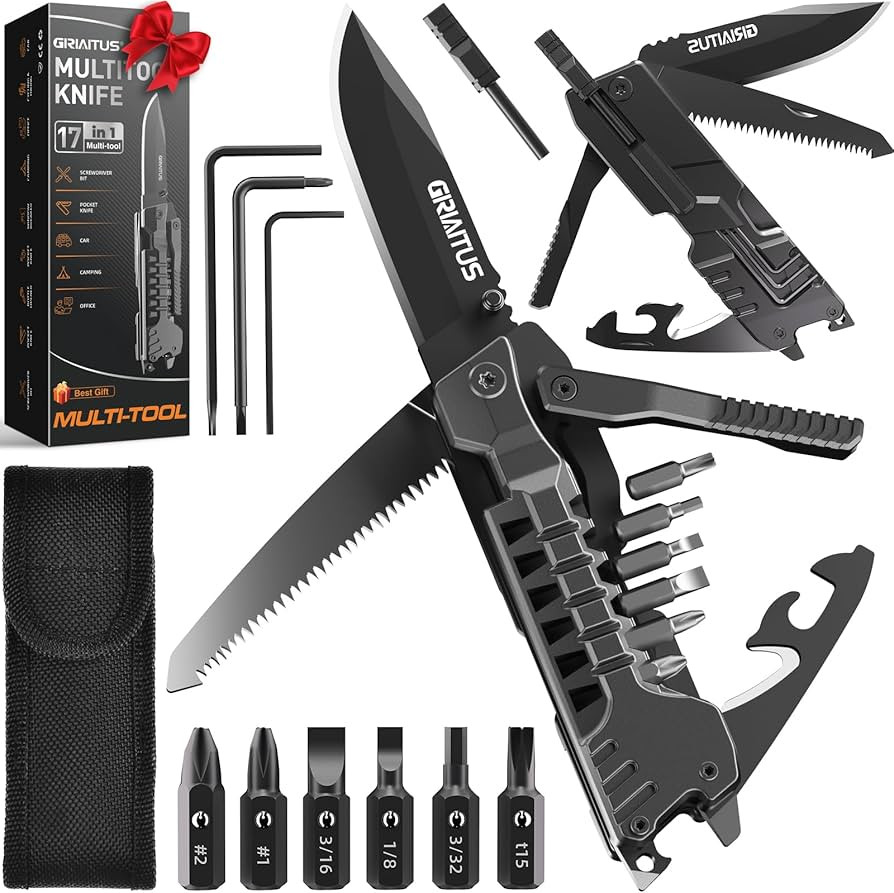 Multitool Knife 17 in 1Fire Starting Sticks, Bottle Opener, Saw Screwdrivers Bottle Opener, Whist... | Amazon (US)