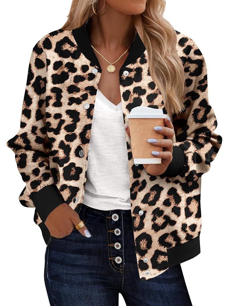 Zeagoo Bomber Jacket Women Varsity Casual Button Down Lightweight 2025 Fall Fashion Short School ... | Amazon (US)