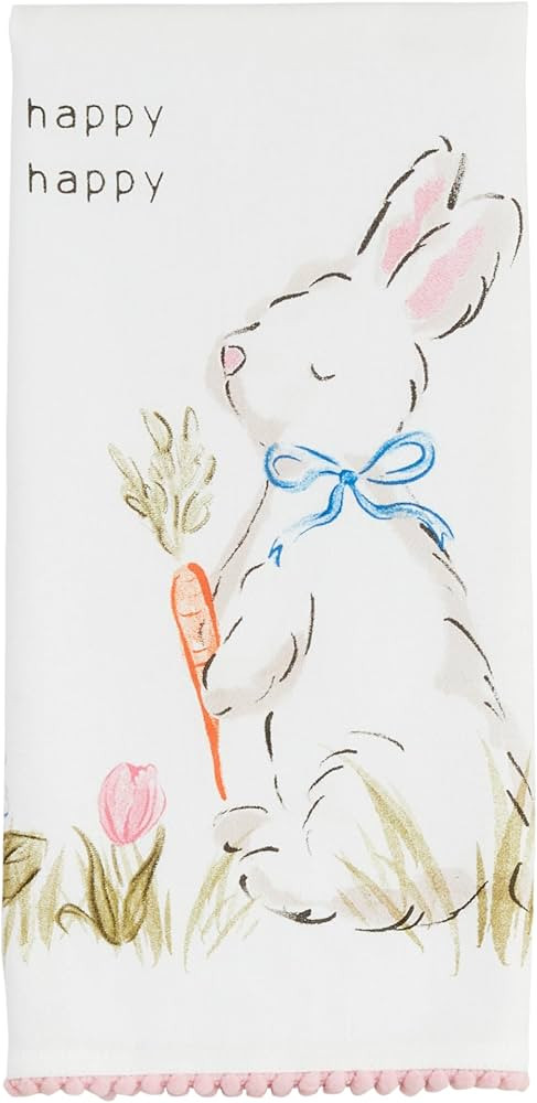 Mud Pie Happy Happy Bunny Tea Towel; 26" x 16 1/2" | Amazon (US)