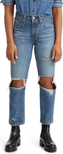 501® Ripped High Waist Straight Leg Jeans | Nordstrom