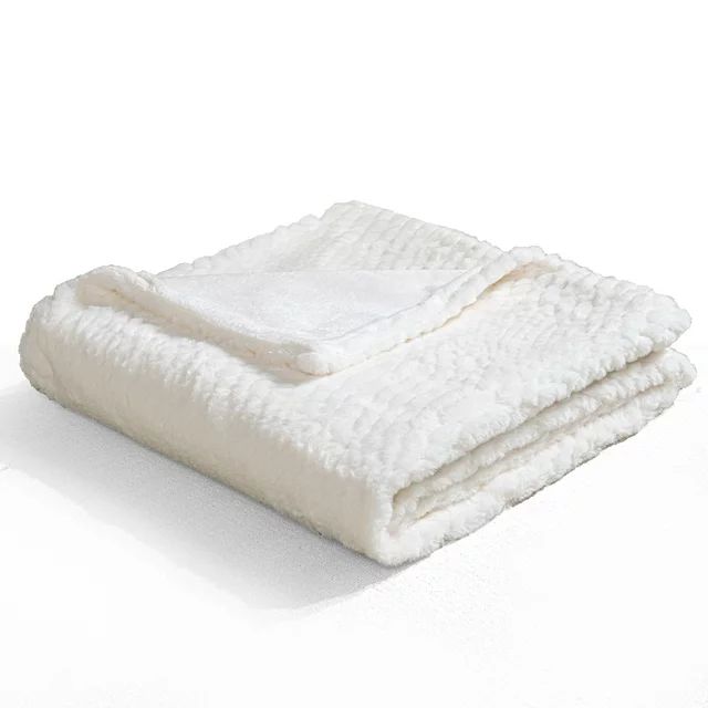 Better Homes & Gardens Polyester Faux Fur Reverse to Mink Throw, Cream, White,  50" x 60" | Walmart (US)