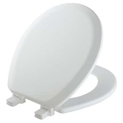 Cameron Never Loosens Round Enameled Wood Toilet Seat with Easy Clean Hinge White - Mayfair by Be... | Target