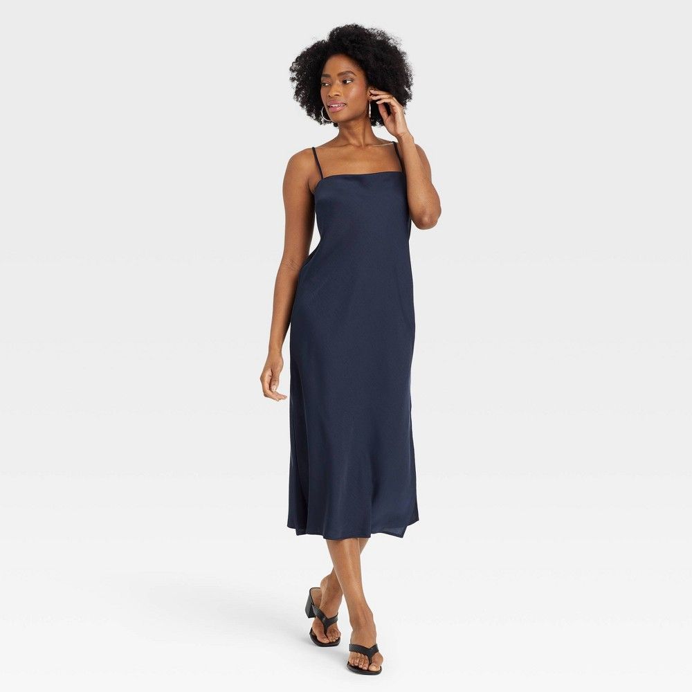 Women's Apron Slip Dress - A New Day Navy Blue XXL | Target
