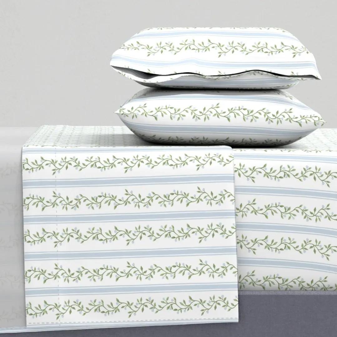 Sage Green Stripe Sheets - Libby Stripe by danika_herrick - Regency Cottagecore Soft Blue Cotton ... | Etsy (DACH)