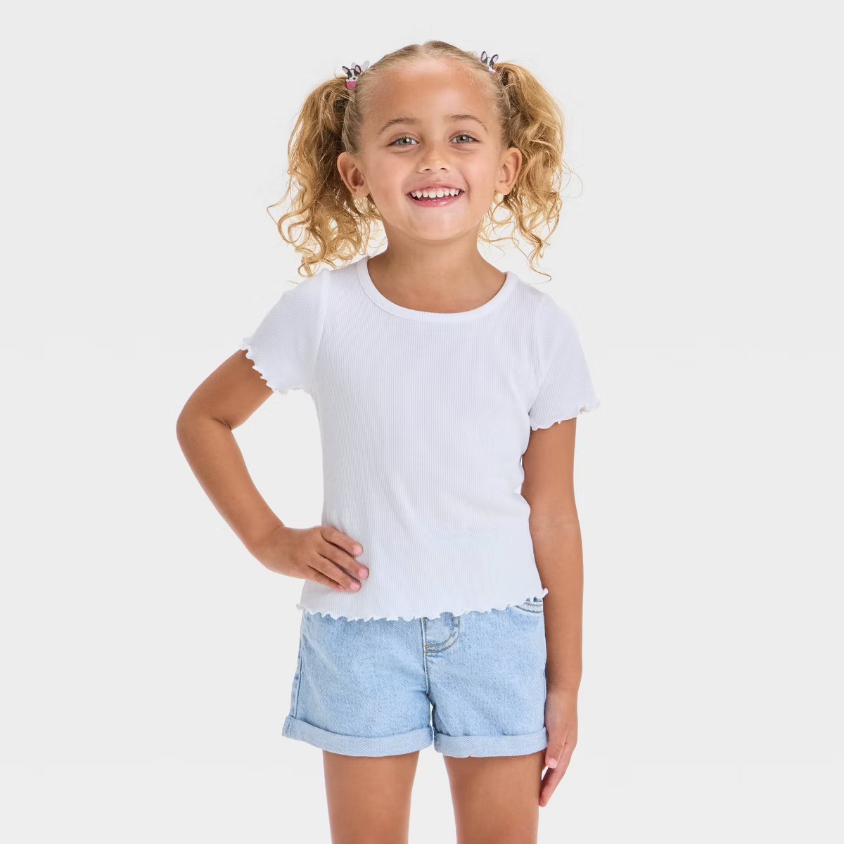 Toddler Girls' Ribbed Solid Knit Short Sleeve T-Shirt - Cat & Jack™ | Target