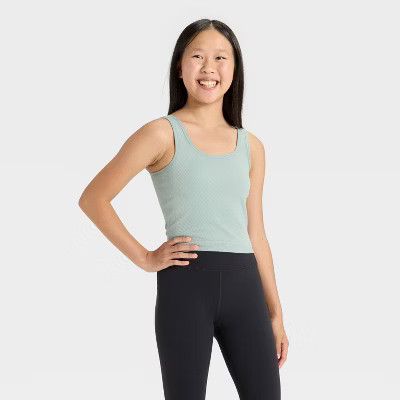 Girls' Seamless Crop Tank Top - All In Motion™ Green M | Target