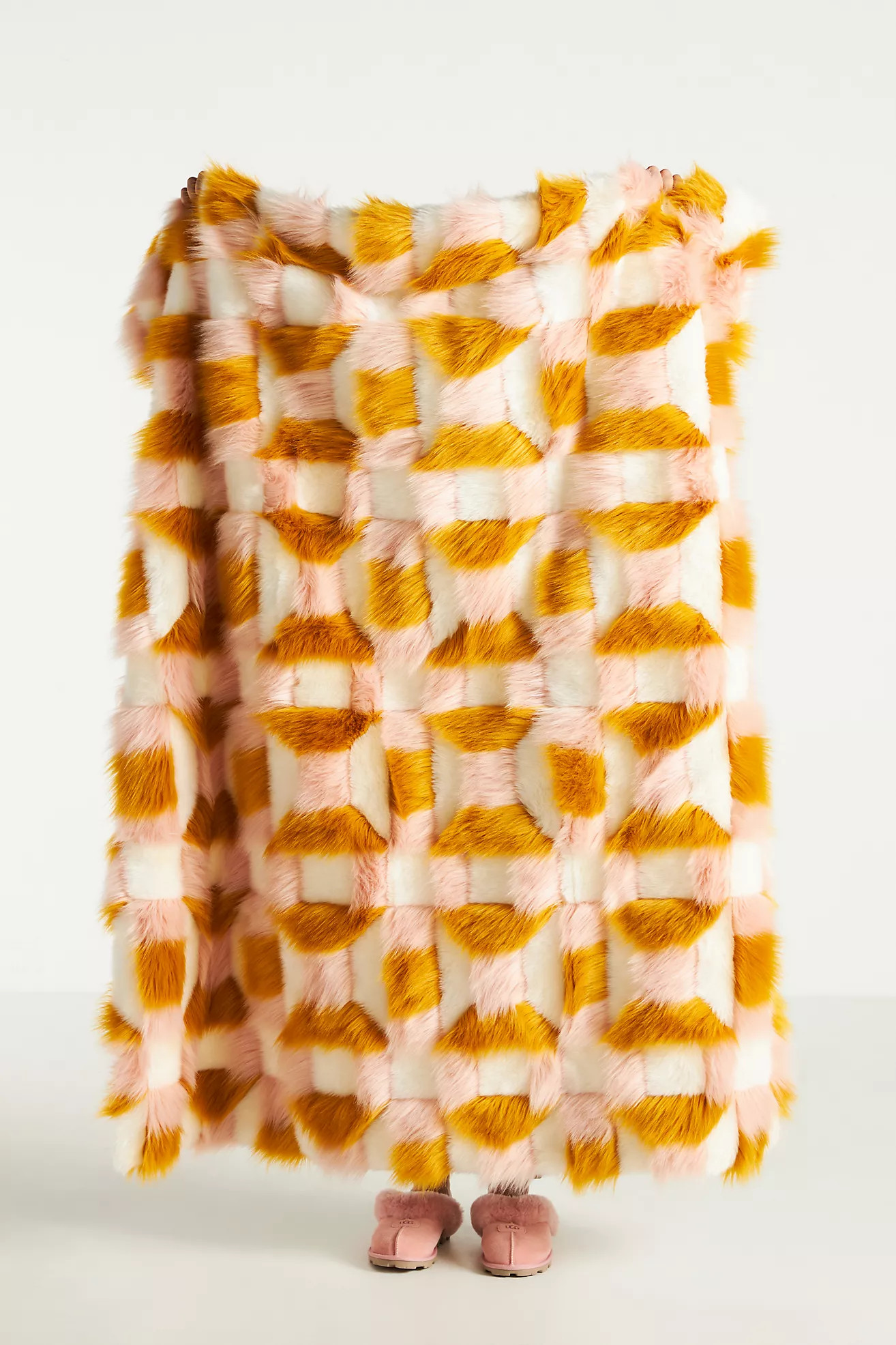 Geo Faux Fur Throw Blanket | Anthropologie (US)