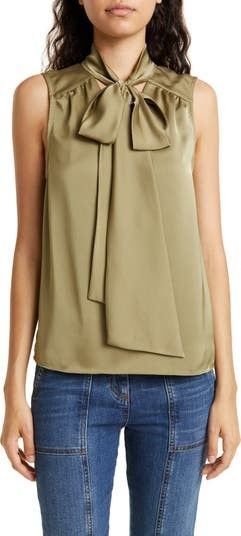 Ramy Brook Dallas Tie Neck Sleeveless Satin Blouse | Nordstrom | Nordstrom