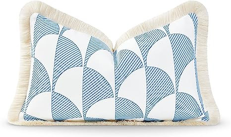 Hofdeco Premium Coastal Hampton Style Patio Indoor Outdoor Lumbar Pillow Cover Only, 12"x20" Wate... | Amazon (US)