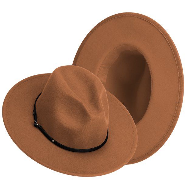 Juyafio Two Tone Wide Brim Fedora Hats for Women Men Classic Panama Hats - Walmart.com | Walmart (US)