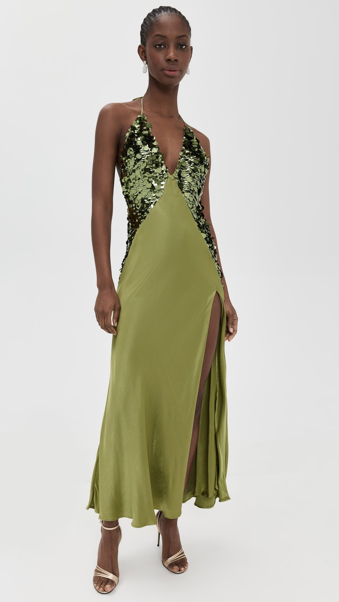 Yve Sequin Satin Halter Dress | Shopbop