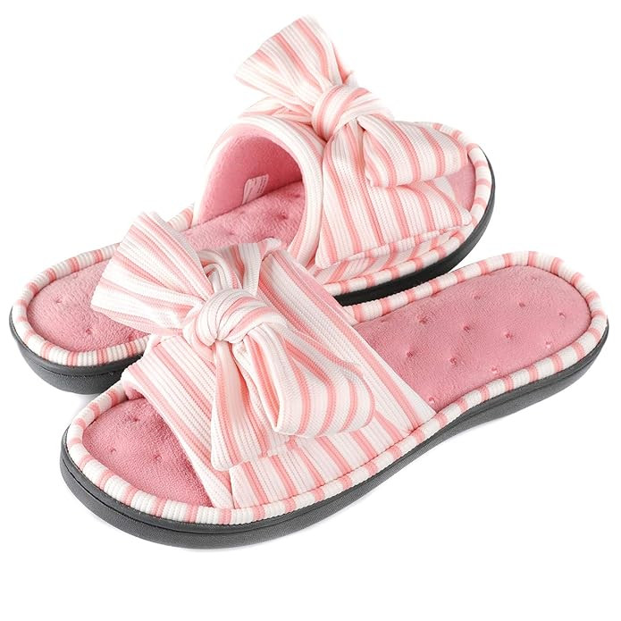 ULTRAIDEAS Women's Memory Foam Open Toe Slide Slippers with Adjustable Strap and Cozy Terry Linin... | Amazon (US)