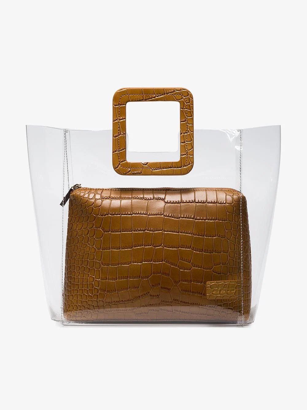 Staud brown Shirley crocodile embossed leather PVC tote | Browns Fashion