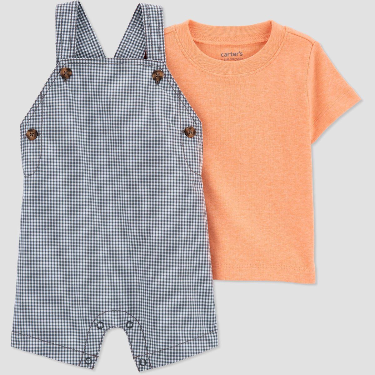 Carter's Just One You® Baby Boys' Gingham Overalls - Orange | Target