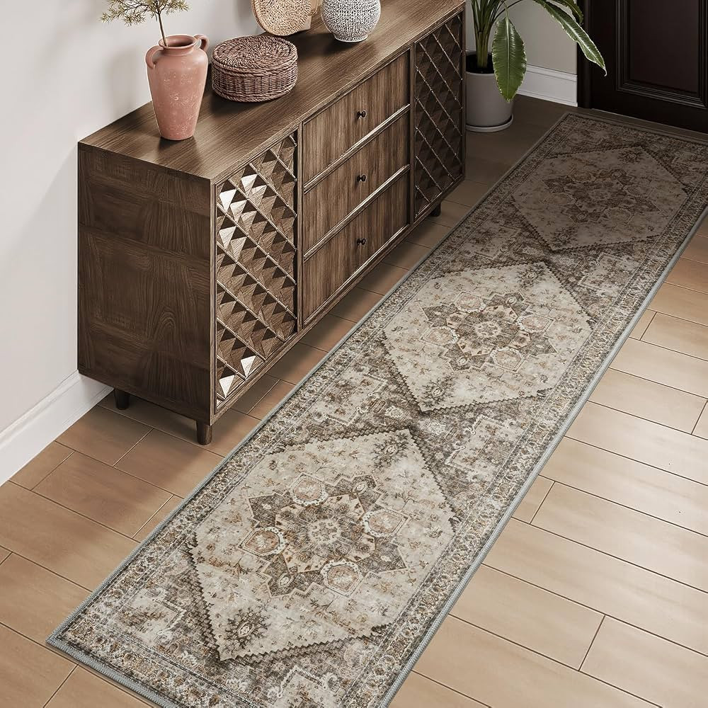 Runner Rug 2x8 ft Entryway for Hallway Rug-Bedside Bedroom Runner Rug Non Slip Washable Vintage C... | Amazon (CA)