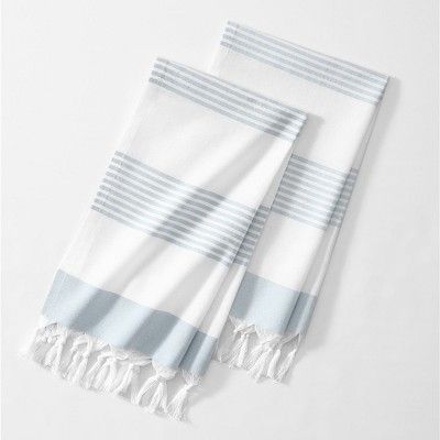 Boho Harper Stripe Knotted Tassel Hand Towels Set of 2 - 16" x 30" - Elrene Home Fashions | Target