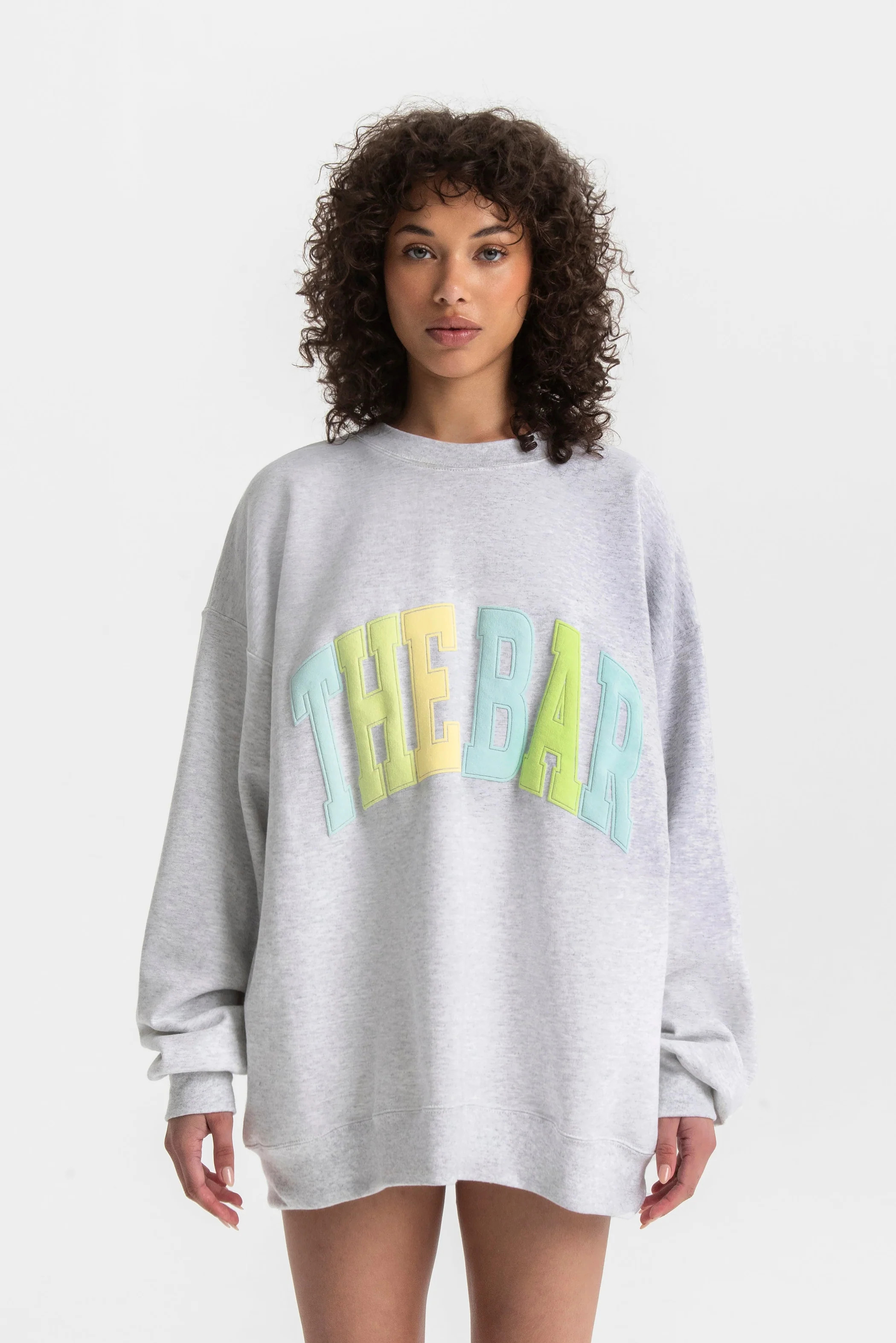 VARSITY SWEATSHIRT LT HEATHER GREY/CITRUS FADE | The Bar
