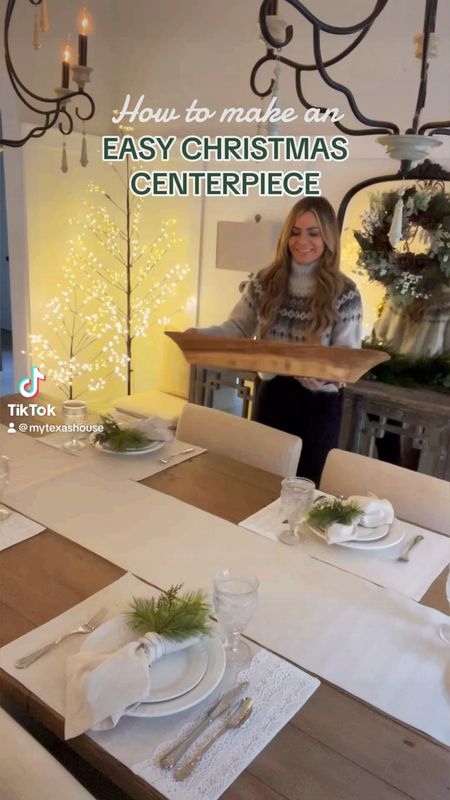 Christmas tablescape centerpiece idea 
For dining room 

#LTKhome #LTKHoliday #LTKSeasonal