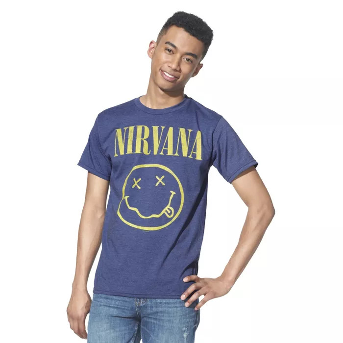 Men's Nirvana Short Sleeve Graphic T-Shirt - Denim Heather | Target