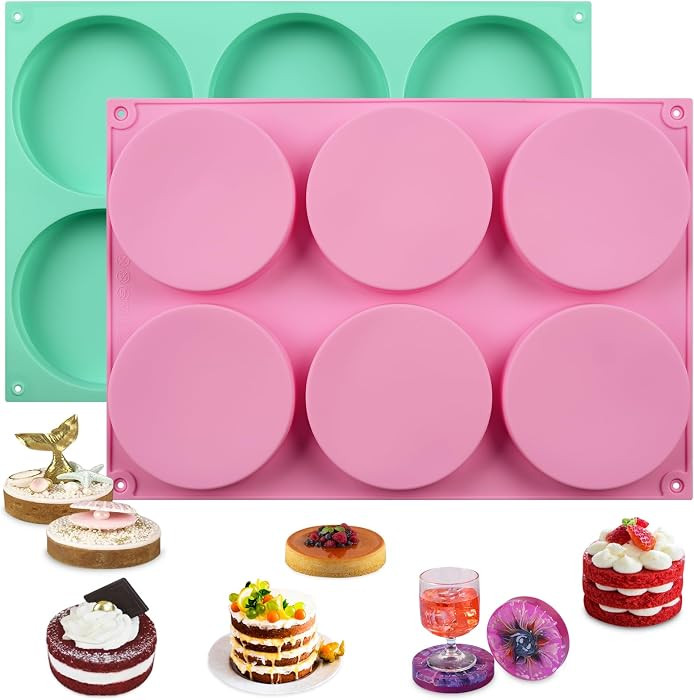 HUAKENER 2 Pcs Silicone Muffin Top Pan for Baking, 4 Inch Round Baking Mold | Amazon (US)